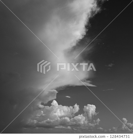 black and white image, buautiful sky with cloud in rainy day 128434731