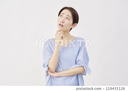 Women suffering white background 128435126
