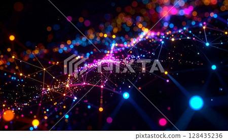 Digital connections: abstract glowing network background 128435236