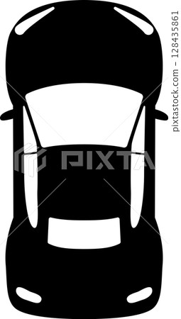 從上方看跑車的黑白插圖 從上方看跑車的黑白插圖 128435861