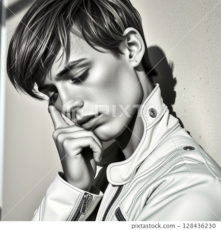 Modern Portrait in Monochrome Tones 128436230