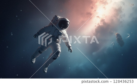 Astronaut Drifting in Cosmic Void 128436253