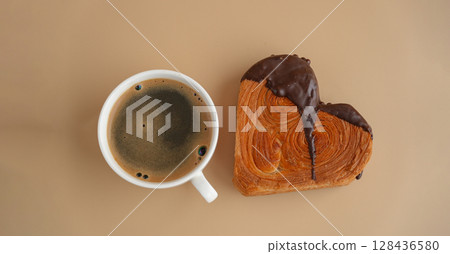 Coffee cappuccino latte beverage drink Morning breakfast Holiday birthday anniversary shiny candle sparkler on cake Delightful and vibrant heartshaped pastry croissant treat, beautifully topped with Coffee cappuccino latte beverage drink Morning breakfast Holiday birthday anniversary shiny candle sparkler on cake Delightful and vibrant heartshaped pastry croissant treat, beautifully topped with 128436580