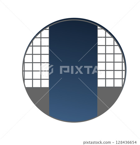 Japanese style background of open shoji screen and night sky 128436654