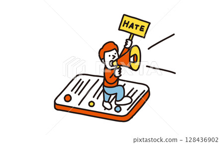 Illustration of a person making hate speech on SNS Illustration of a person making hate speech on SNS 128436902