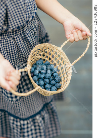 Blueberries in a basket Blueberries in a basket 128436998