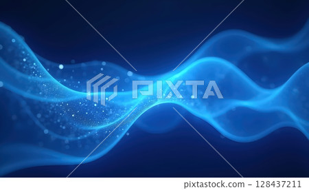 Beautiful curving light lines, holographic energy in indigo and electric blue 128437211