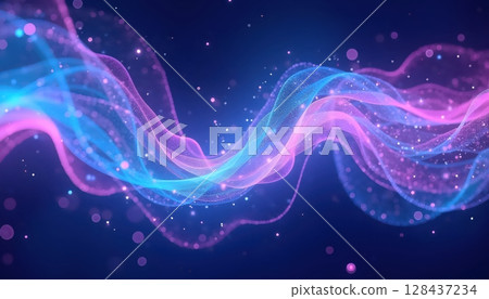 Abstract electric waves with smooth purple and blue lines 128437234