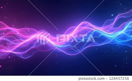 Abstract fluid art of flowing electric lines, deep purple and glowing blue Abstract fluid art of flowing electric lines, deep purple and glowing blue 128437238
