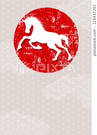 馬新年賀卡白馬背景 馬新年賀卡白馬背景 128437261