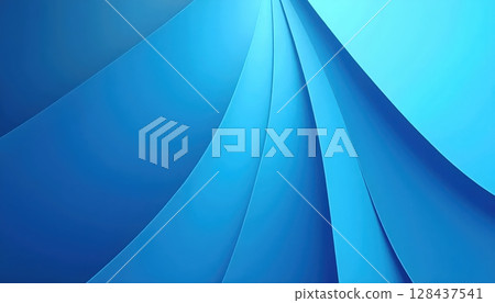 3D geometric abstraction with layered blue translucent rectangles and sharp angles 128437541