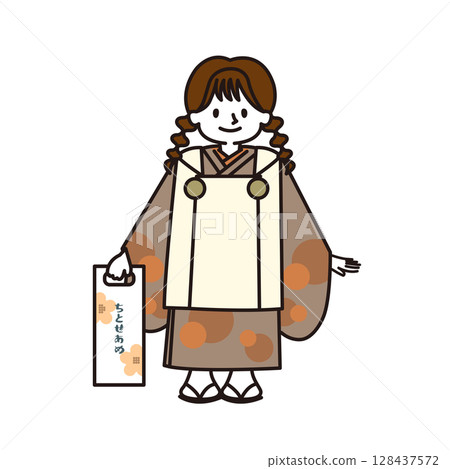 Shichigosan：穿著和服的女孩 128437572