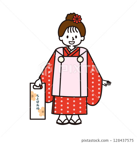 Shichigosan：穿著和服的女孩 128437575