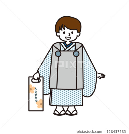 穿著和服的七、五山男孩 128437583