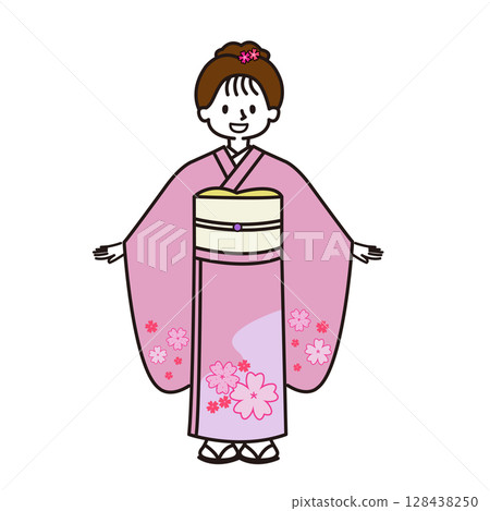 Shichigosan：穿著和服的女孩 128438250