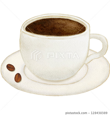 Watercolor top view coffee illustration Watercolor top view coffee illustration 128438389