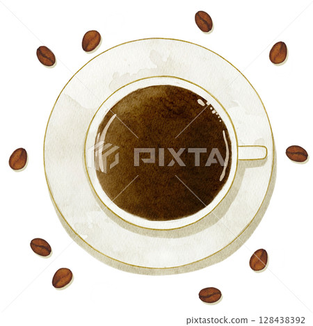 水彩頂視圖咖啡插圖 水彩頂視圖咖啡插圖 128438392