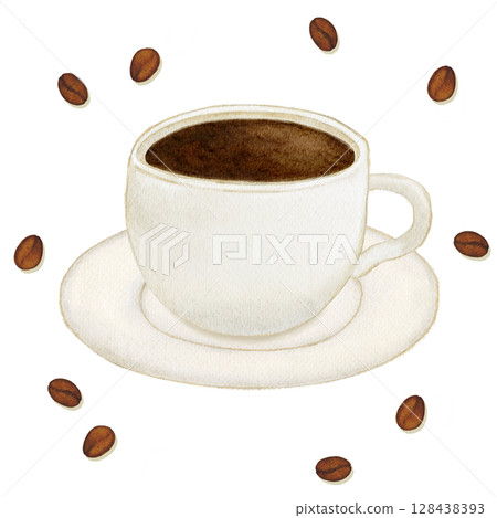 水彩頂視圖咖啡插圖 水彩頂視圖咖啡插圖 128438393