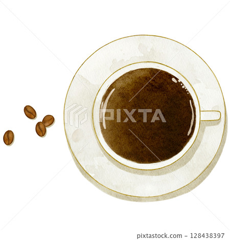 Watercolor top view coffee illustration 128438397
