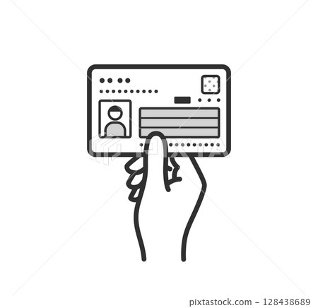 Illustration of a hand holding a My Number card 128438689