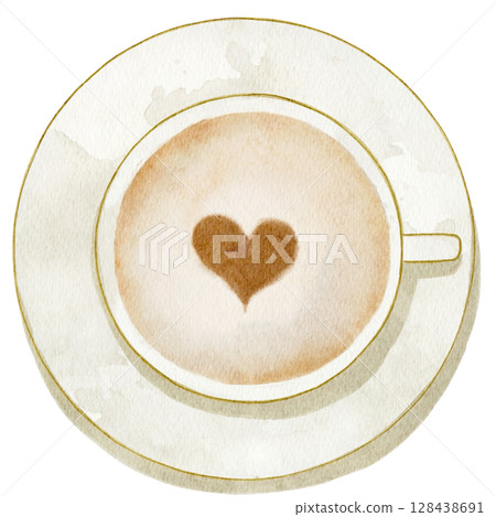 Heart latte art coffee illustration Heart latte art coffee illustration 128438691