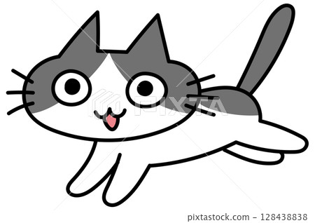可愛的手繪風格貓咪插畫 可愛的手繪風格貓咪插畫 128438838