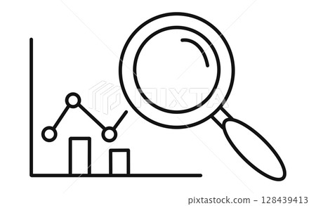 Data analysis and magnification icons Data analysis and magnification icons 128439413