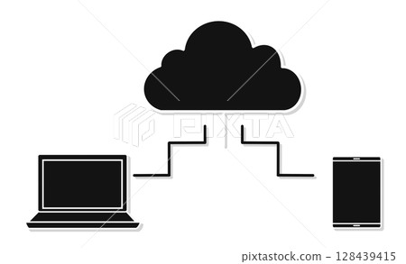 Cloud sharing and data linking icons 128439415