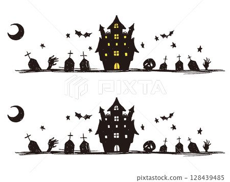 手繪城堡和陵墓 128439485