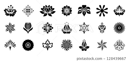 Flower icons set. Isolated elements for design.... - Stock Illustration ...