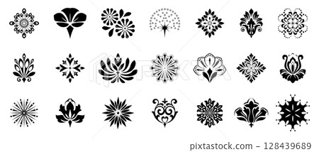 Flower icons set. Isolated elements for design. Vector graphics. Flower icons set. Isolated elements for design. Vector graphics. 128439689