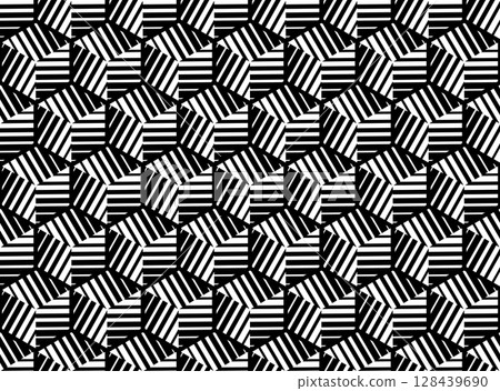 Abstract geometric pattern. A seamless vector background. White and black ornament. Graphic modern pattern. Simple lattice graphic design. Abstract geometric pattern. A seamless vector background. White and black ornament. Graphic modern pattern. Simple lattice graphic design. 128439690