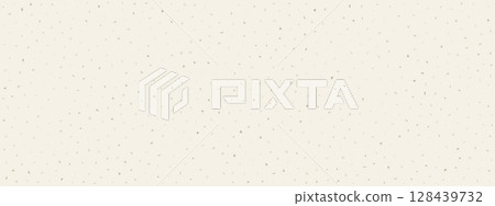 Beige recycled background with paper grain, dust flecks, and fiber texture. Seamless pattern in ecru or light eggshell for eco scrapbook or craft projects. Vector image. 128439732