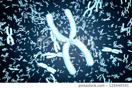 3d rendering glow chromosome x through microscope 3d rendering glow chromosome x through microscope 128440591