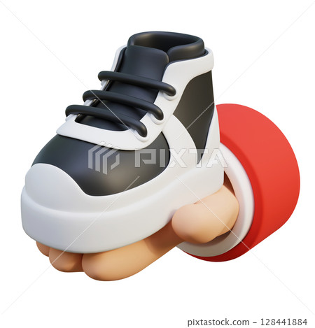 hand holding Black Sneakers 3D Icon 128441884