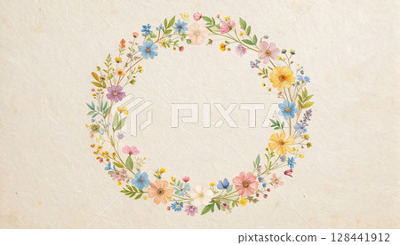 天然花花環插畫背景 128441912