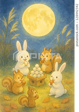 動物賞月 動物賞月 128442342