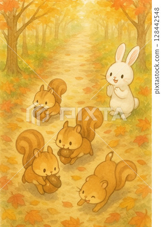 用盡全力搬運橡子 128442548