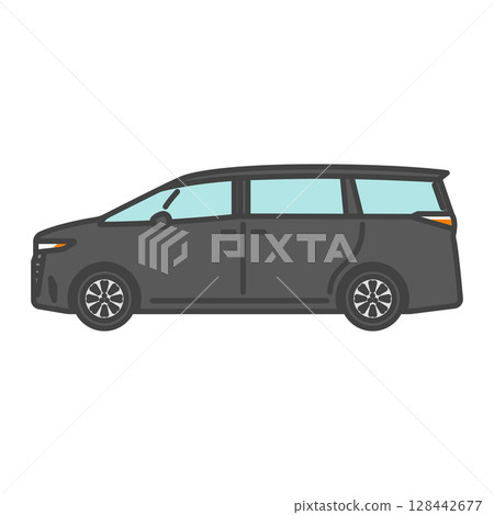 插畫素材:簡約黑色豪華小型貨車 插畫素材:簡約黑色豪華小型貨車 128442677