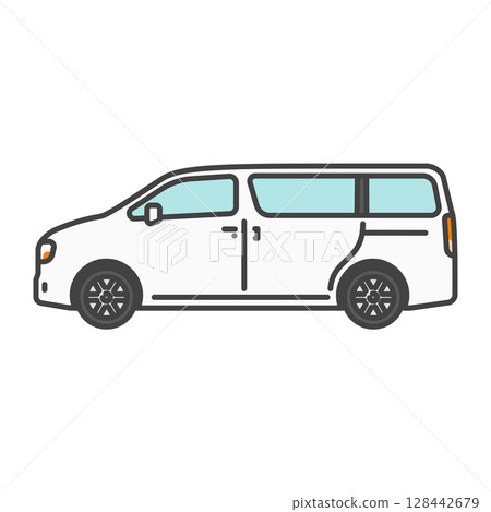 插畫素材：簡約白色家庭小型貨車/家用車 128442679