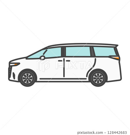 Illustration material: simple white luxury minivan Illustration material: simple white luxury minivan 128442683