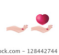 The heart is in a woman s hands. Vector illustration of a woman s hands holding a heart. Romantic Valentine s Day illustration 128442744