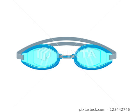 Swimming goggles. Sports goggles for swimming. Glasses to protect the eyes from water. A beach accessory for water treatments. The vector illustration is isolated on a white background. Swimming goggles. Sports goggles for swimming. Glasses to protect the eyes from water. A beach accessory for water treatments. The vector illustration is isolated on a white background. 128442746
