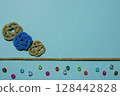 Template using beads Light blue background 128442828