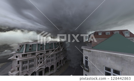 ruined city landscape ruined city landscape 128442863