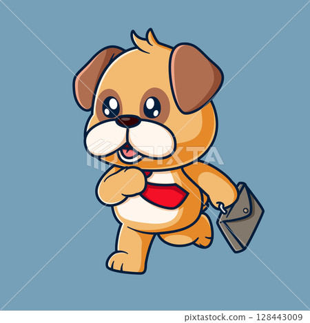 Cute pug dog Holding Suitcase Cartoon of illustration Cute pug dog Holding Suitcase Cartoon of illustration 128443009