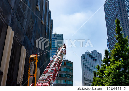 Tokyo redevelopment scenery Construction work in front of Shinjuku West Exit Station 2025.06 e-1 128443142