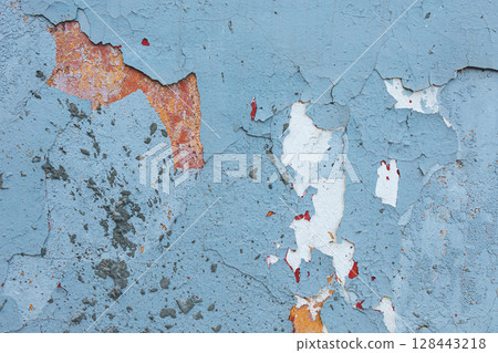 light blue concrete wall texture. Rough stone texture. Stone background. Cracked paint and plaster. light blue concrete wall texture. Rough stone texture. Stone background. Cracked paint and plaster. 128443218