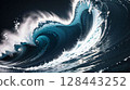 Artistic water curves created by huge, dynamic waves 128443252