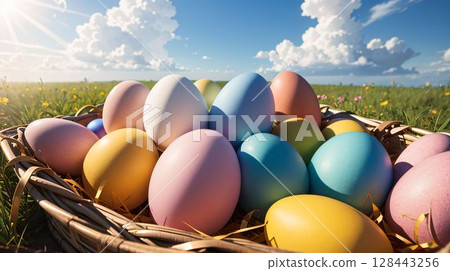 春天裡的一籃復活節彩蛋 128443256